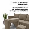 Kahekohaline lahtikäiv diivan lauakese ja tumbadega COMBO
