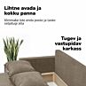 Kahekohaline lahtikäiv diivan lauakese ja tumbadega COMBO