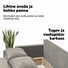 Kahekohaline lahtikäiv diivan lauakese ja tumbadega COMBO