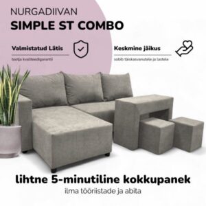 Nurgadiivanvoodi lauakese ja tumbadega ST COMBO