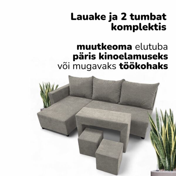 Nurgadiivanvoodi lauakese ja tumbadega ST COMBO