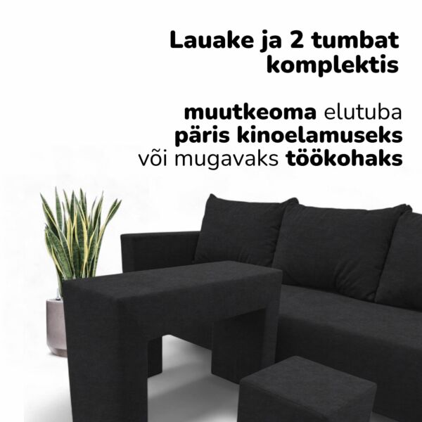 Kahekohaline lahtikäiv diivan lauakese ja tumbadega X COMBO