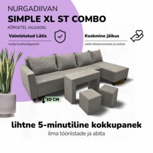 Nurgadiivanvoodi lauakese ja tumbadega X ST COMBO