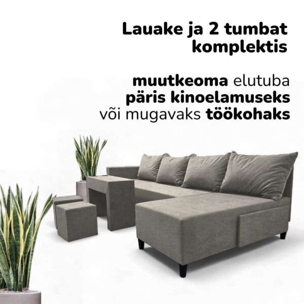 Nurgadiivanvoodi lauakese ja tumbadega X ST COMBO